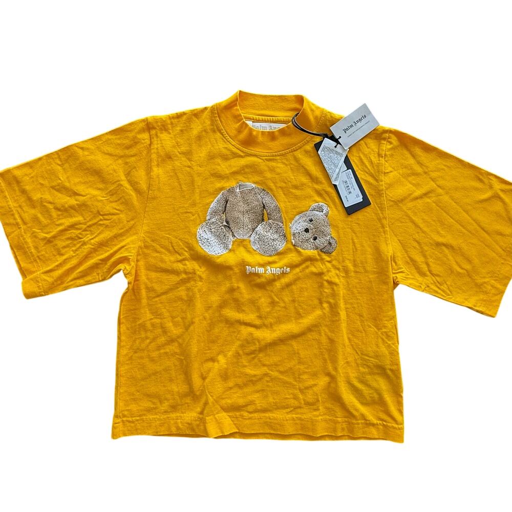 RETAIL $305 Palm Angels Boys Broken Bear Tee *NWT*SZ LARGE*Ochre Yellow